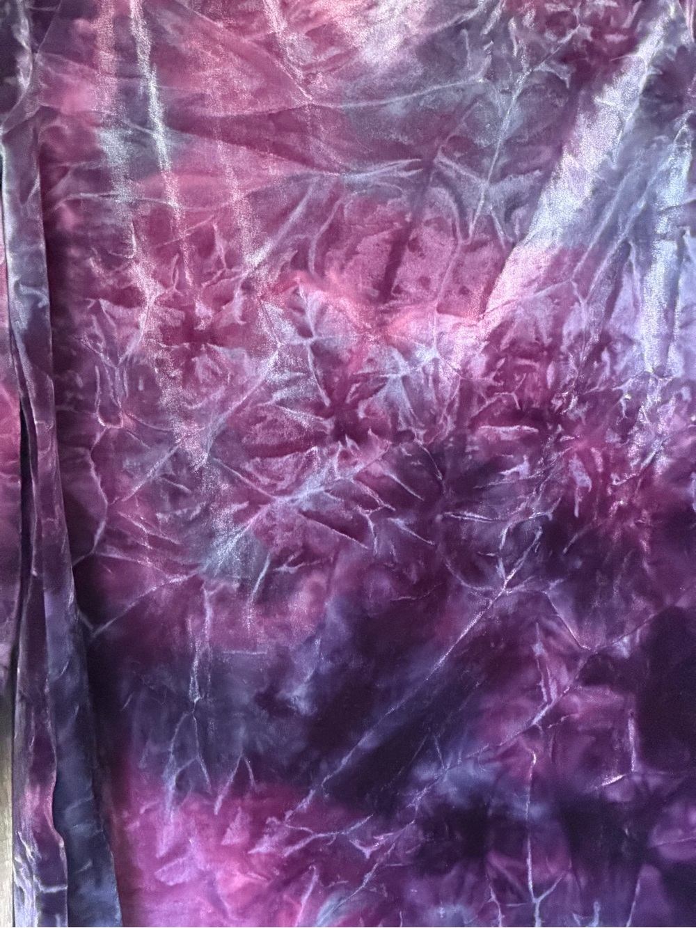 Women’s Purple Tie-Dye Crushed Velvet Cold-Shoulder Top - Picture 10 of 15